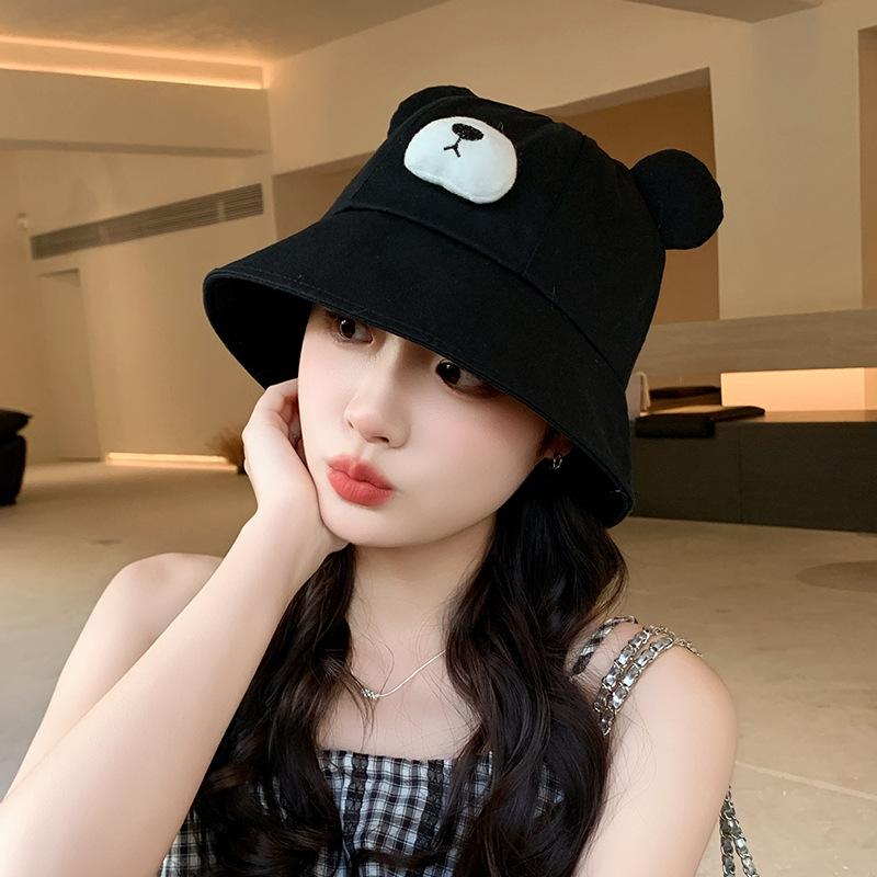 Шляпа Женская Весна Лето Сладкая Милая Мультяшный Медведь Панама Японские Студенты Показывают Лицо Маленькая Тень Универсальная Шляпа-Ведро one size fits all 54-58cm