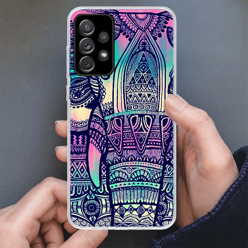 Elephant Mandala Aztec Phone Case For Samsung Galaxy A17 A16 A56 A15 A55 A14 A54 A13 A53 A36 A35 A34 A33 A26 A25 A24 A23 A05S A0