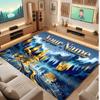 Mushroom Forest Theme Crystal Velvet Floor Rug Personalized Custom Name Text Warm Carpet Home Decoration