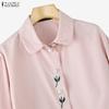 ZANZEA Women Turn Down Collar Long Sleeve Casual Floral Blouse
