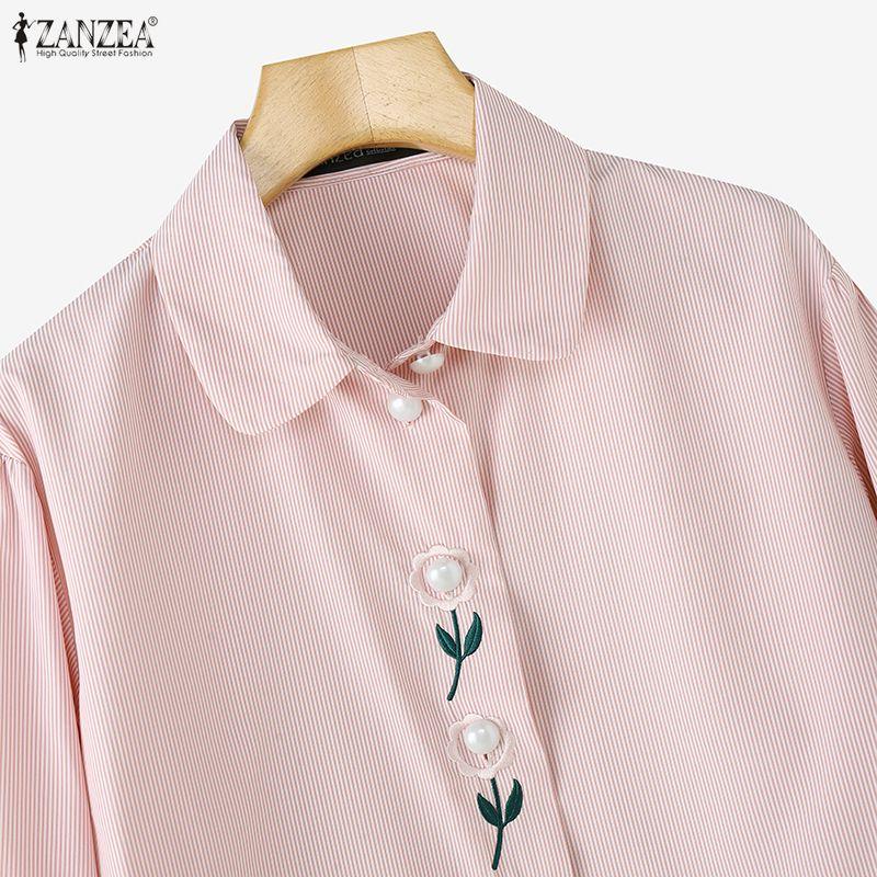 ZANZEA Women Turn Down Collar Long Sleeve Casual Floral Blouse
