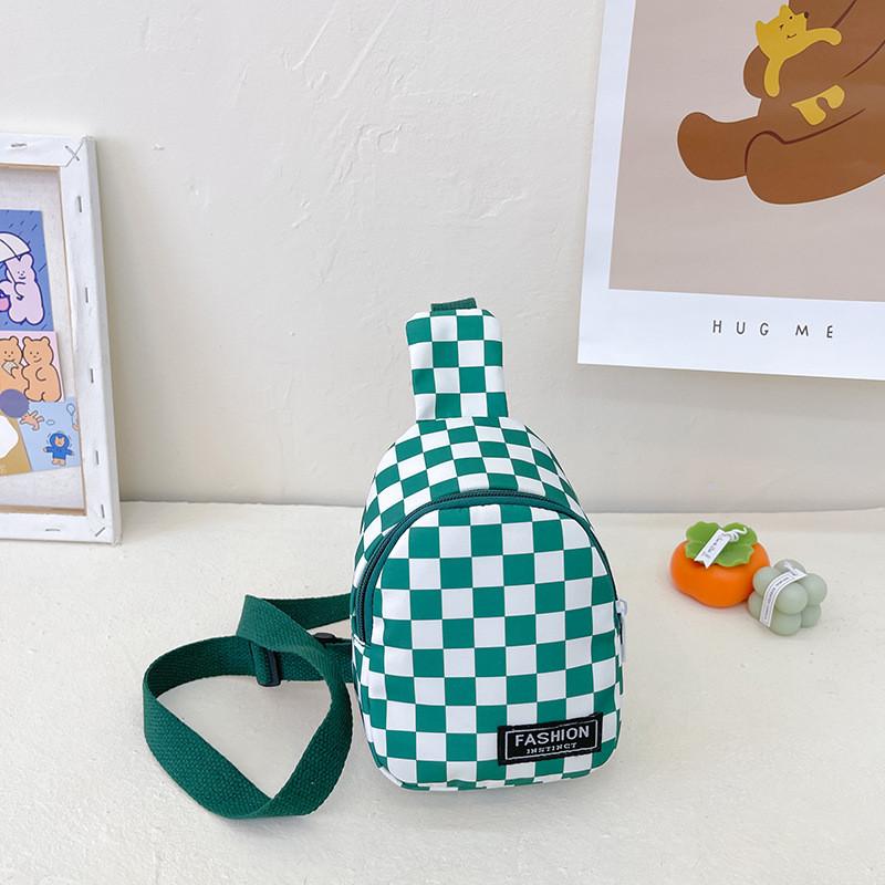 Checkerboard Shoulder Printed Bag Casual Chest Bag Children Crossbodybag Outdoor