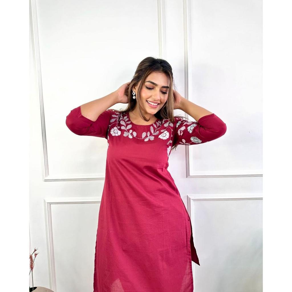 Set Kurta Etnico da Donna in Puro Cotone Designer Indiano Abbigliamento Casual Set Kurti Pantaloni