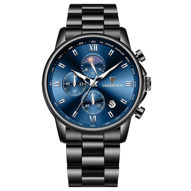 New Business Men Watch Fashion Sports Chronograph Military Watches For Men Stainless Steel Waterproof Quartz Wristwatch