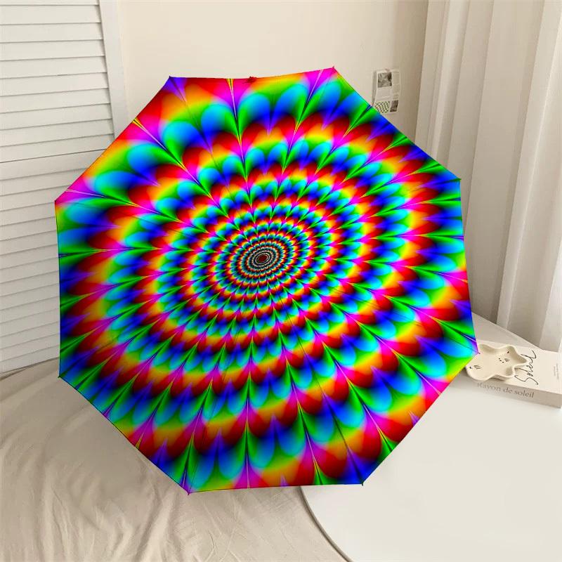 

1pc Psychedelic Pattern Automatic Open/Close Umbrella with Windproof, 8-Rib Sturdy Canopy, Durable Ribs, Fashionable Design1247A