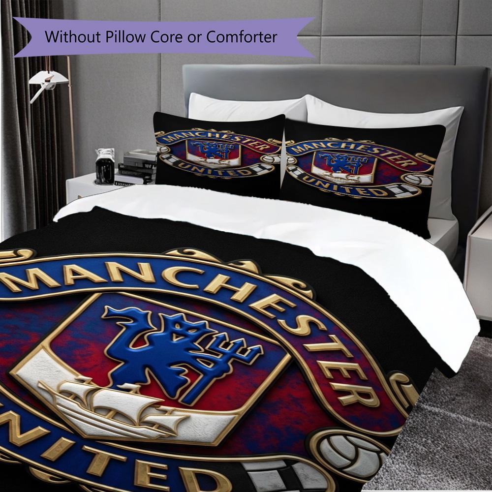 Emblema Manchester Glory Set da tre pezzi (1 * copripiumino + 2 * federa, senza nucleo) Set biancheria da letto 2D Piatto Regalo di Natale Compleanno