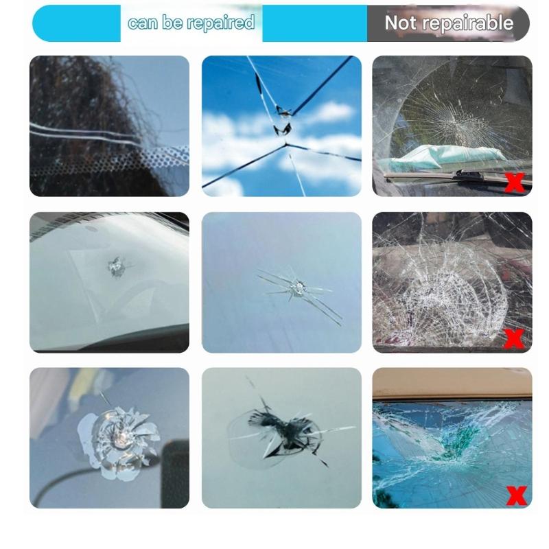 Quick Fix Windshield Chip Repair Kit to Repair Scratches Cracks with Suction Cup Curing Light Efficiency Repair Kit