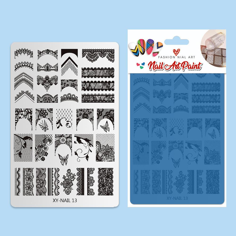 Nail Art Tool Printing Steel Plate Lace Transfer Butterfly Flower French Plaid Leopard Print Fireworks Year Of The Snake Pattern Template