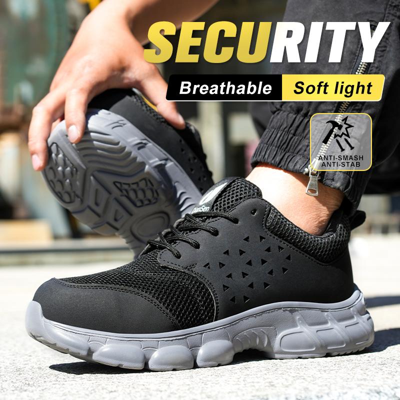 Light Breathable Sneaker Safety Shoes Men For Work Puncture-Proof Protective Male Outside Construction Steel Toe Footwear