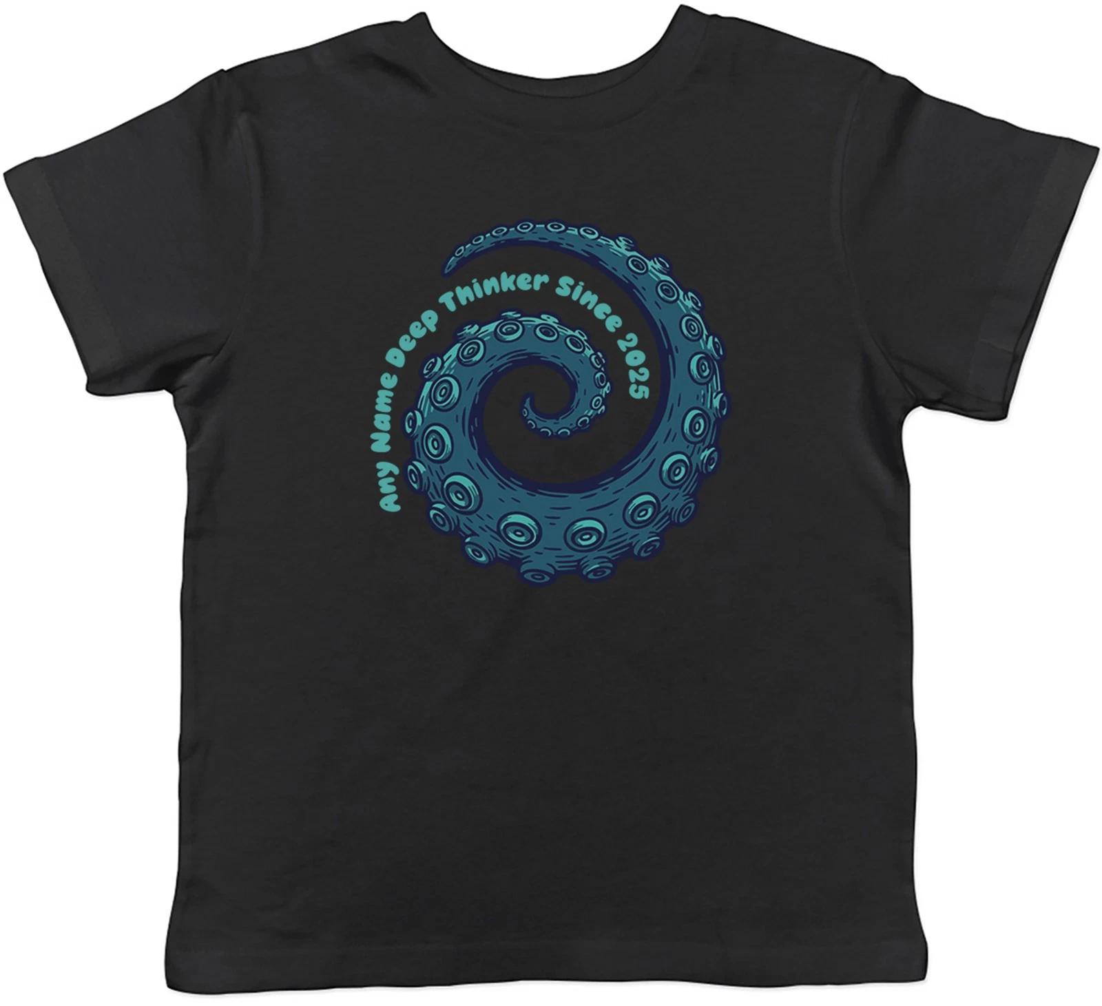 Personalised Name Year Deep Thinker Ocean Sea Kids T-Shirt Boys Girls Gift 130