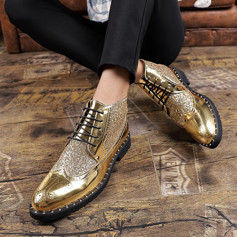 High-top leather shoes men's 2025 spring and autumn Martin boots business casual shoes nightclub hairstylist men's shoes foreign trade mirror short 