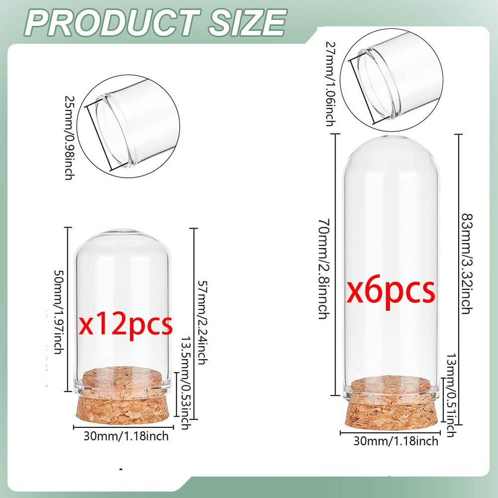 

18Pcs 2 Size Small Glass Display Dome Cloche with Cork Base,Cloche Bell Jar Dome for Doll House Container Party Favor Decoration