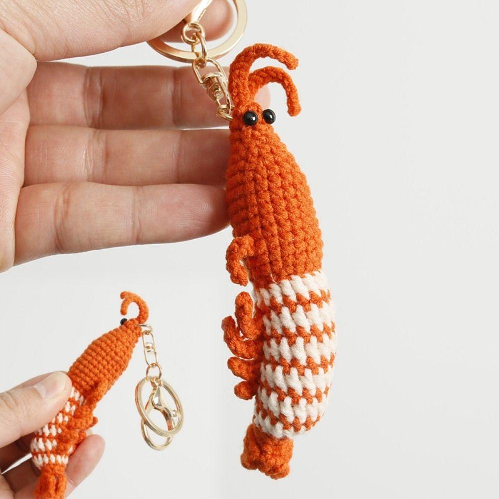 Key Decoration Shrimp Charm Keychains Hand-Woven Shrimp Doll Keyring  Backpack Handbag