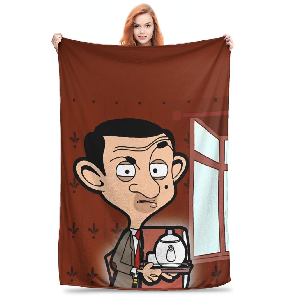 Mr Beans Cartoon Blankets  Plush Funny Warm Throw Blanket for Home Restaurant Spring Autumn,