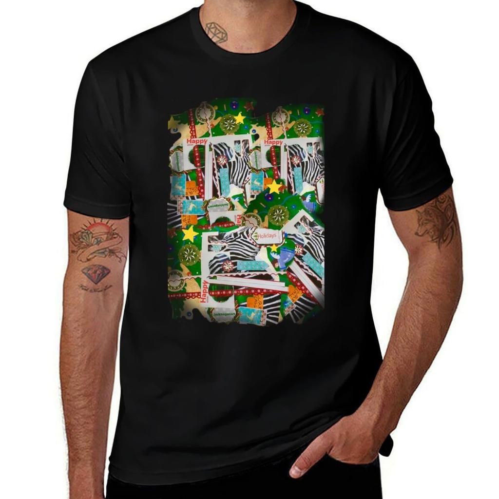 Happy Zebra Holidays Tshirt Plus Size Gym Sports Tshirt