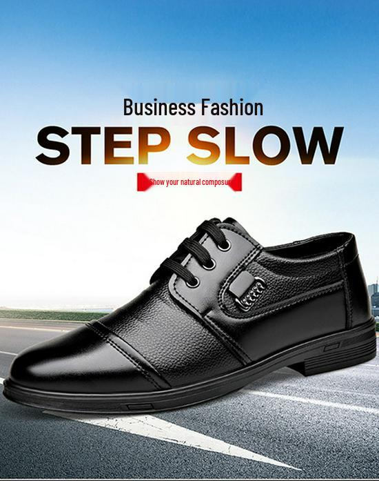 2025 Men's Casual British Style Leather Office Shoes - Spring Formal, Soft Low-Top Lace-Up