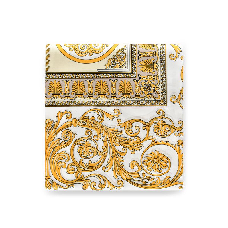 

Elegant patterns golden 100% natural silk scarf satin square head scarves luxury gift women wrap bandana hijab shawl 90cm 90x90cm