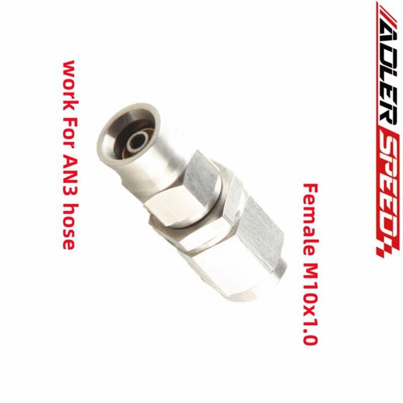 S 3AN AN-3 Hose To M10x1.0 Straight Female Stainless Steel Hose End Brake Fitting