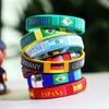 Football Country Flag Wristband Alloy Bracelet Adjustable Sports Band Football Wristlet for Sports and Festivities