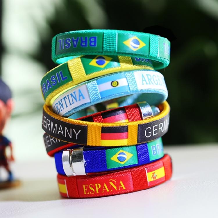Football Country Flag Wristband Alloy Bracelet Adjustable Sports Band Football Wristlet for Sports and Festivities