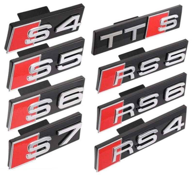 3D ABS Chrom Schwarz Logo S3 S4 S5 S6 S7 S8 Emblem Auto Frontgrill Abzeichen Für Audi RS3 4 5 6 7 8 Auto Styling Zubehör