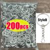Silver Plated Metal Blank Keyring Keychain Split Ring Keyfob Key Holder Rings Women Men DIY Key Chains Key Ring Accessories
