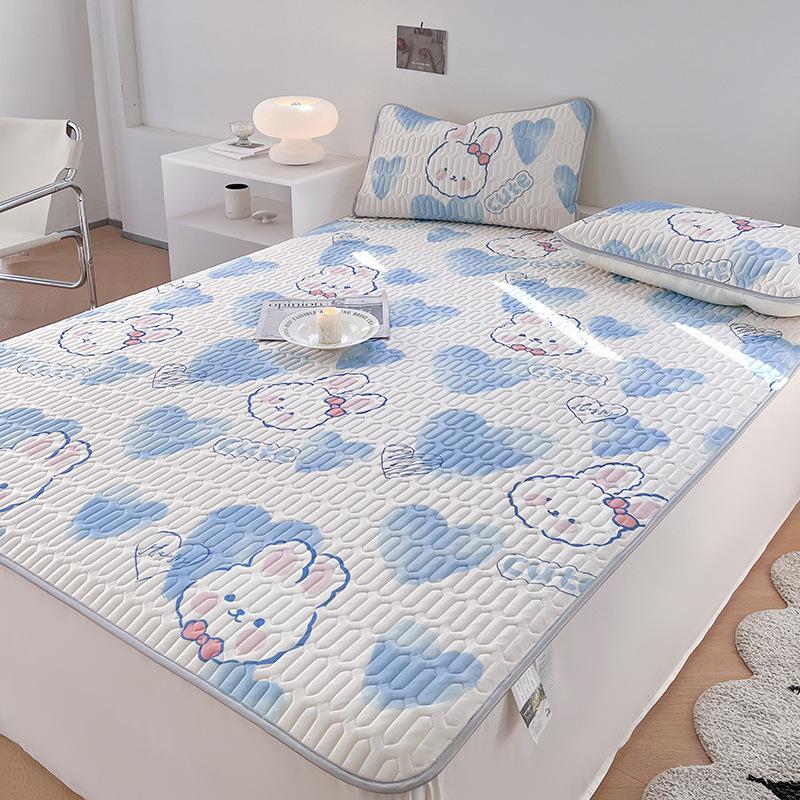 Thai Latex Summer Mat Three-piece Set Printed Summer Ice Silk Summer Mat Washable Folding Cool Feeling Mat