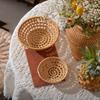 HeMu Handmade rattan woven hollow towel tray candy snack nut melon seed plate fruit cake storage basket kitchen storage basket