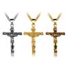 Fashion Crucifix Jesus Christ Men Jewelry Gold Brown Silver Color Metal Cross Pendant With Neck Chain Necklaces For Man Women