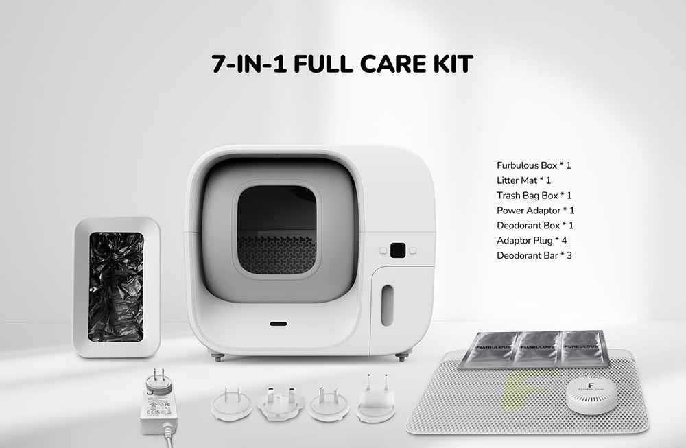 Furbulous Self Cleaning Cat Litter Box, Automatic Scooping&Sealing, APP Remote Control, 7-Sensor Safety System, 60L for 1-3 Cats, 3 Months Hands-Free