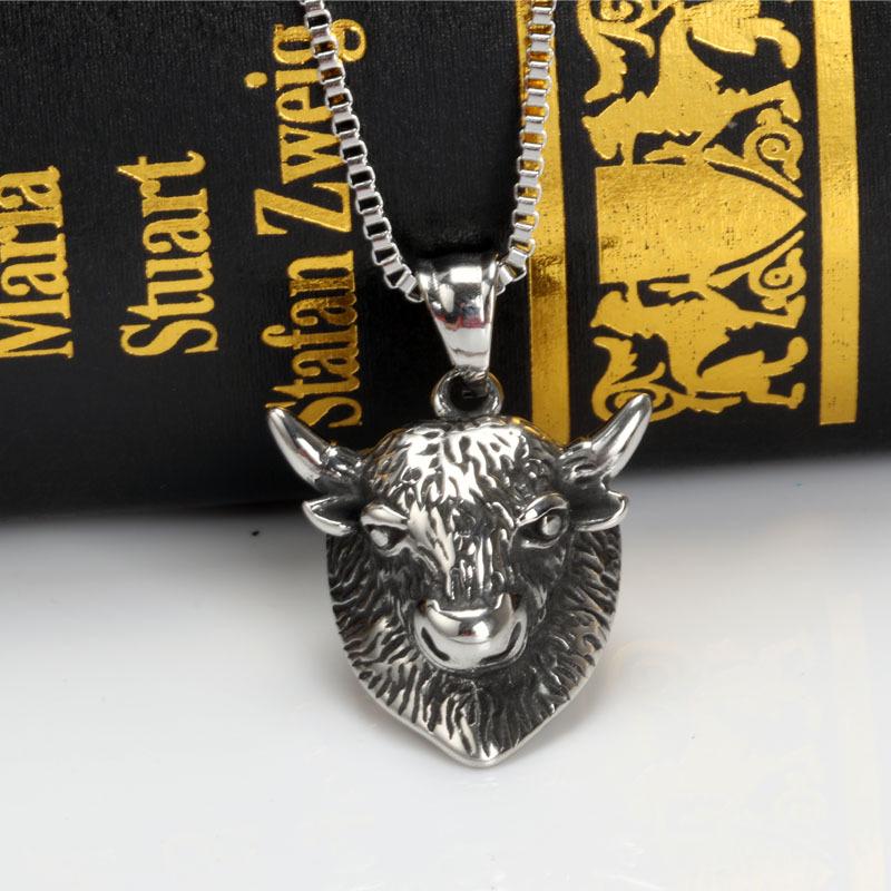 Trendiger Edelstahl Stierkopf Anhänger - Retro Gothic Punk Stil Schmuck