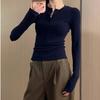 Pure Slim Fit Inner Long-sleeved T-shirt for For Women New Autumnal and Spring New Design, Shoulder-oriented Sexy Button Base Shirt