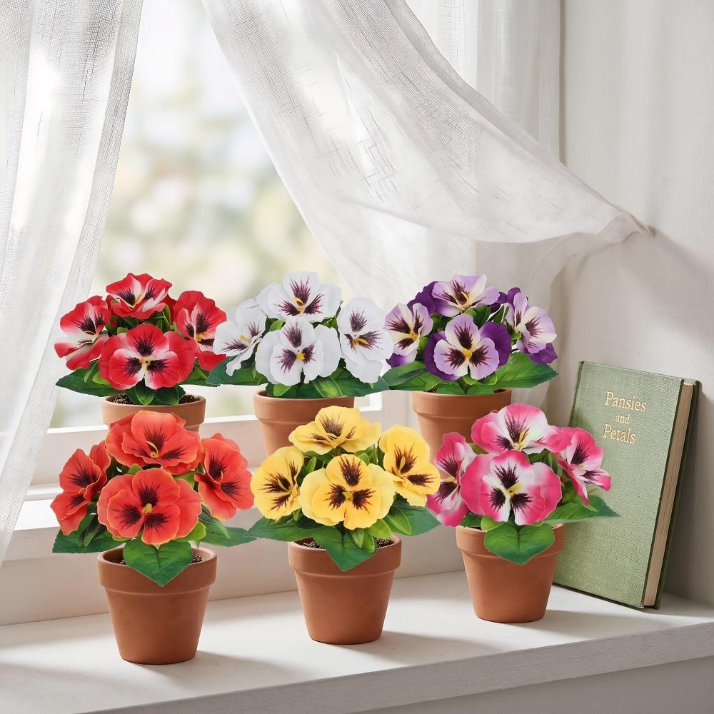 Silk Cloth Artificial Pansy Flowers Dyed Edged DIY Floral Flower Bouquet Soft Realistic Simulated Rose Bouquet