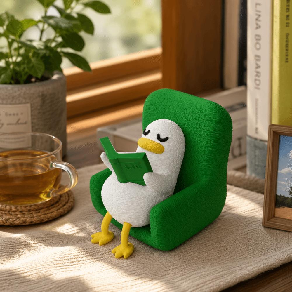 Creative Lazy Duck Figurine 3D Printed Decoration Laying Duck Statue Animal Shape Reading Duck Ornaments Office Desk