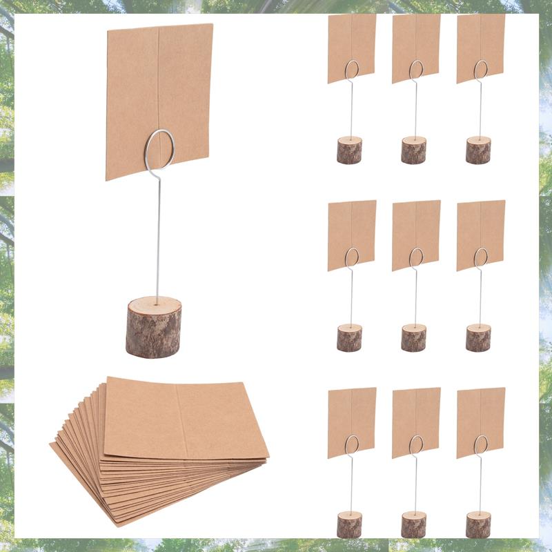 Premium-30Pc Wood Place Card Holders With Swirl Wire Kraft Place Cards Rustic Wood Table Number Holders Stands Name Cards Holder