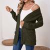 Women Ladies Solid Color Long Sleeve Length Cardigan Sweater Coat Top