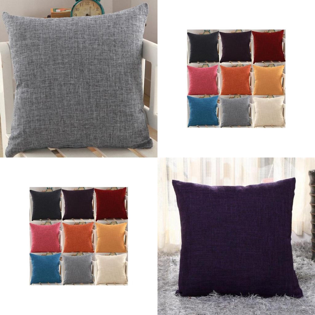 Luxurious Plain Solid Color Throw Pillow Case For Home Decor Linen Cotton Cushion Cover