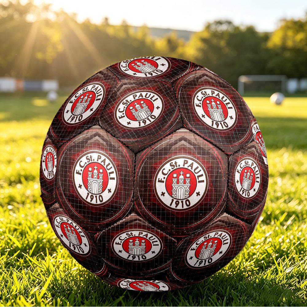 FC St. Pauli Football Imprimé Taille 5 Ballon de Football, Antidérapant Match Adulte Football Souvenir pour Fans de Football