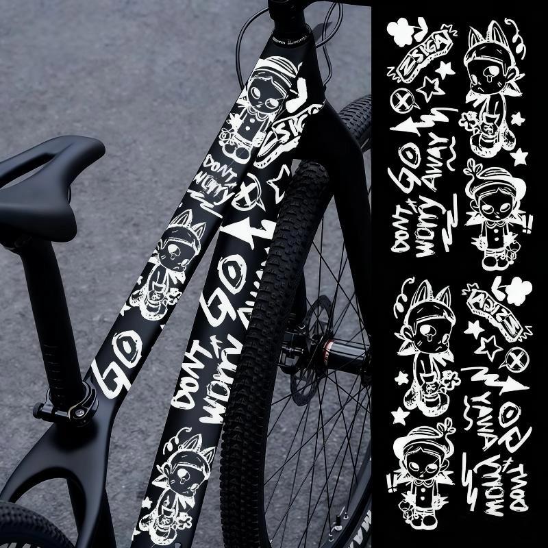 1 Set MTB Rennrad Rahmen Aufkleber Cartoon DIY Reflektierend Wasserdicht Fahrrad Aufkleber Für Fahrrad Rahmen Oberrohr
