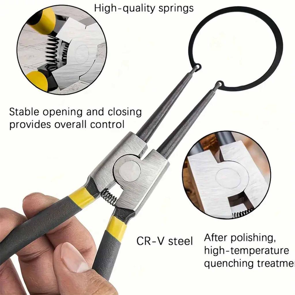4pcs Circlip Plier Set 7'' Long Nose Plier Staight Bent Plier Inner Outer Staight Bent Plier Retaining Snap Ring Remover Tool