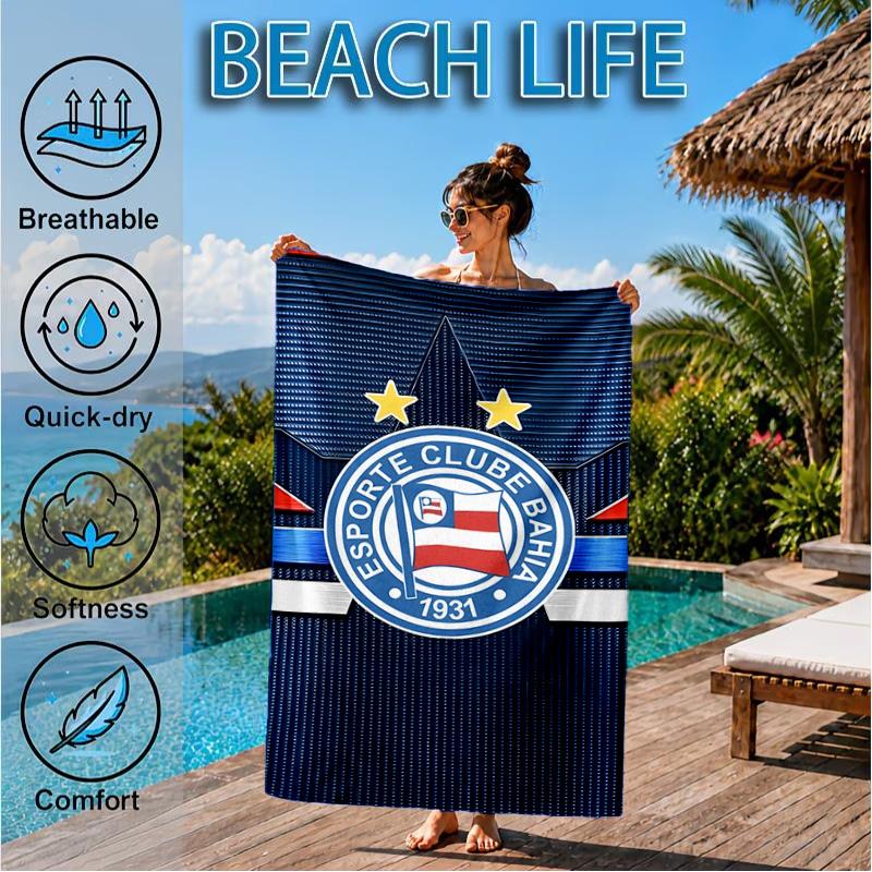 Fc Crest Design Printed Microfiber Beach Towel, Soft And Absorbent, Quick-Dry, Ideal for Summer Travel, Beach Essential, Swimming Pool