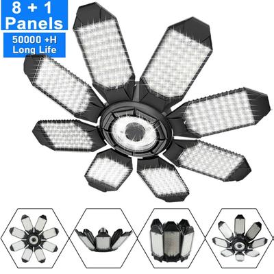Deformovatelná LED žárovka Světlo do garáže se 3/5/8 nastavitelnými panely LED lampa do obchodu Noční světlo pro dílnu Sklad E26/E27 Stropní osvětlení
