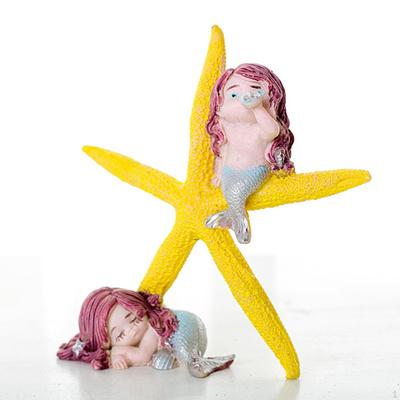 Mermaid Statue Figurine Resin Aquarium Decor Art Ornament Sculpture for Fireplace Living Room
