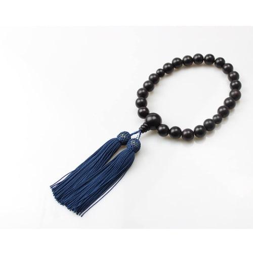 Eizen Nenjuya Men's Ebony Prayer Beads [Nishijin-ori with Prayer Beads Bag] Suitable for all sects, Handmade Men's Prayer Beads (Striped Ebony)