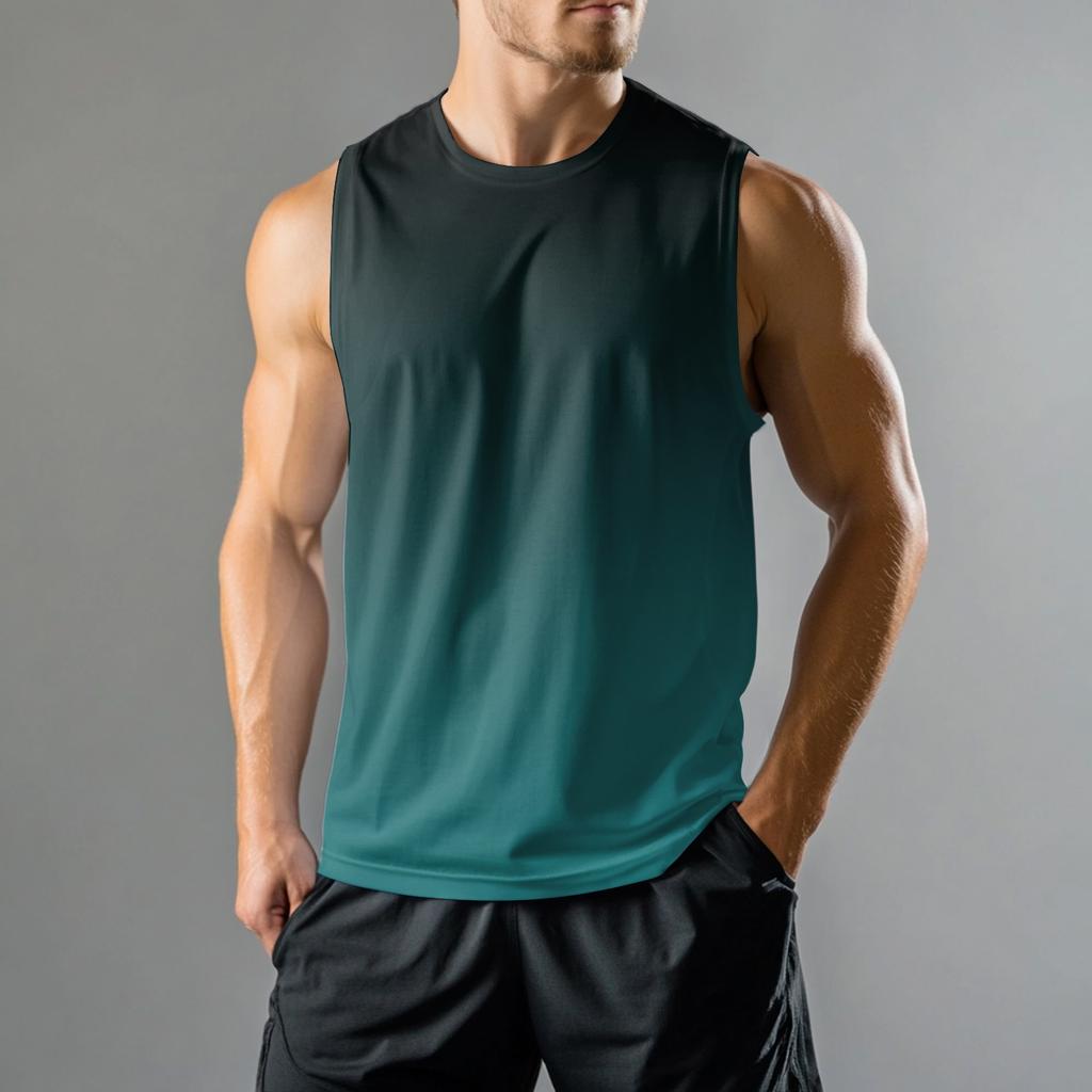 Ärmelloses Herren-Sport-Casual-Weste mit Farbverlauf-Print
