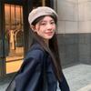 Metal Label Camel Hair Beret for Women Korean Style Autumn and Winter Woolen Beret  Versatile  Face Showing  Small Retro Painter Hat
