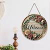 Cat Print Round Doorplate Retro Style Wall Sign New Hanging Plaque  Front Door Decor