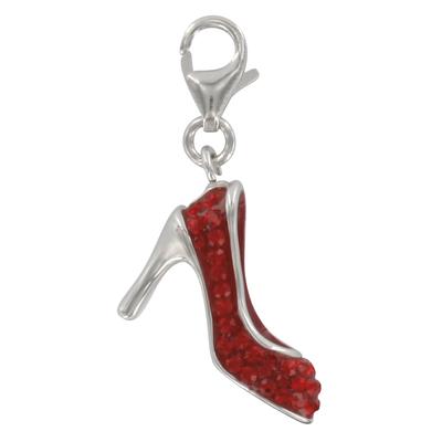 [Q4880] - Silver Charm Pendant 'Cinderella' Silver-red (rhodium-plated) - 17x15 Mm