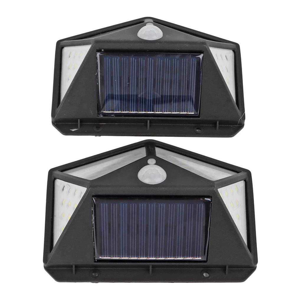 2 Pcs Solar Motion Sensor Light 4 Sided 100 LEDs High Brightness Waterproof Outdoor Solar Wall Lamp
