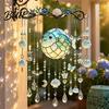 Coastal Balcony Decoration Ocean-Themed Crystal Wind Chime Stained Acrylic Jellyfish Seahorse Pufferfish Hanging Suncatcher Marine Ornaments